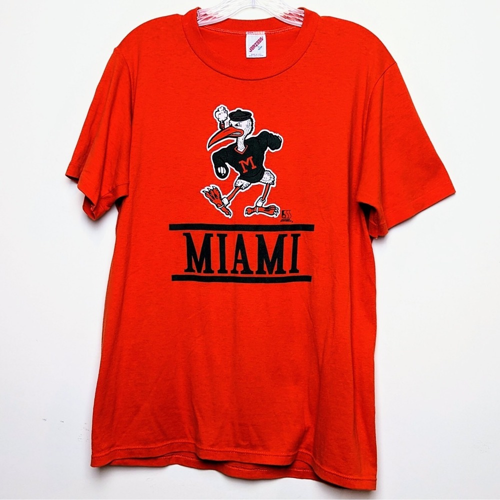 Vintage Miami Hurricanes Shirt NCAA University 80s Single Stitch‎ Shirt Medium